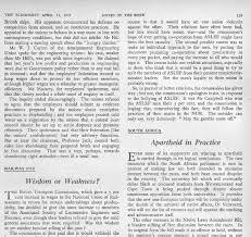 Apartheid in Practise (The Economist Newspaper), 13 April 1957