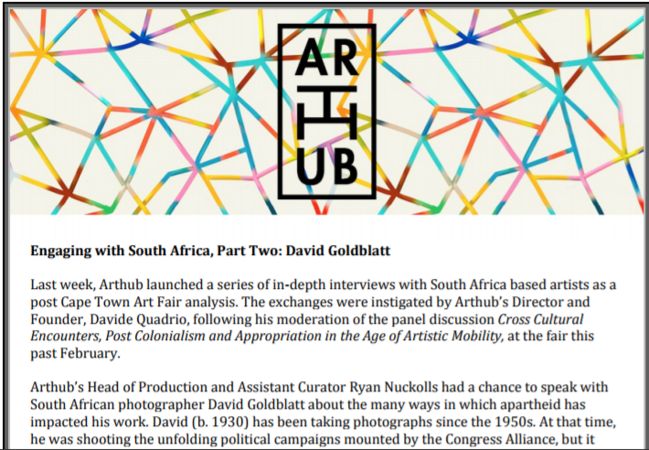 Engaging with South Africa, Part Two: David Goldblatt, May 2016