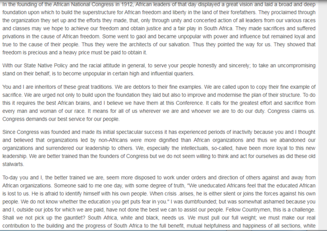 ”Presidential Address” by Dr. A. B. Xuma