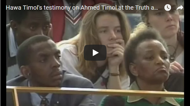 Hawa Timol's testimony on Ahmed Timol at the Truth and Reconciliation Commission (TRC)