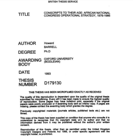 CHAPTER 5 - Armed Propaganda and Non-Colaborattion, Rationalising weakness, August 1979 - December 1980 by Howard Barell