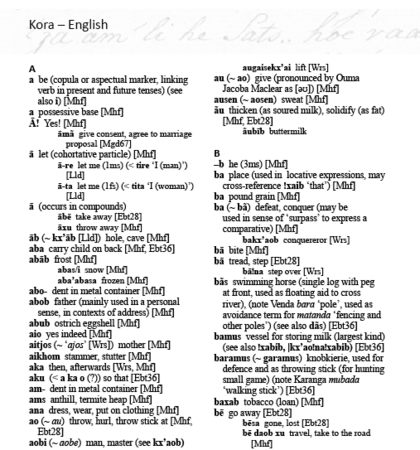 Kora: A Lost Khoisan Language Kora - English by Menán du Plessis