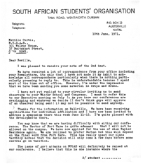Letter from Barney Pityana to Neville Curtis 