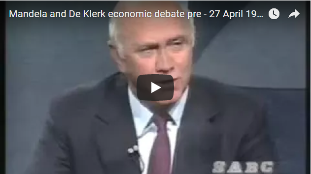 Mandela and De Klerk economic debate pre - 27 April 1994