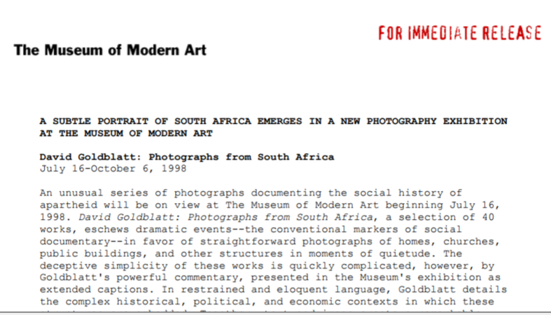 The Museum of Modern Art, 10 July - 6 October 1998