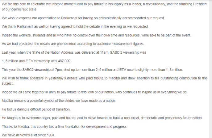 2010 - President Zuma, Response to the State of the Nation Address, 16 February 2010