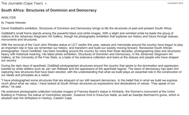 South Africa: Structures of Dominion and Democracy by Thapelo Mokoatsi, 5 August 2015