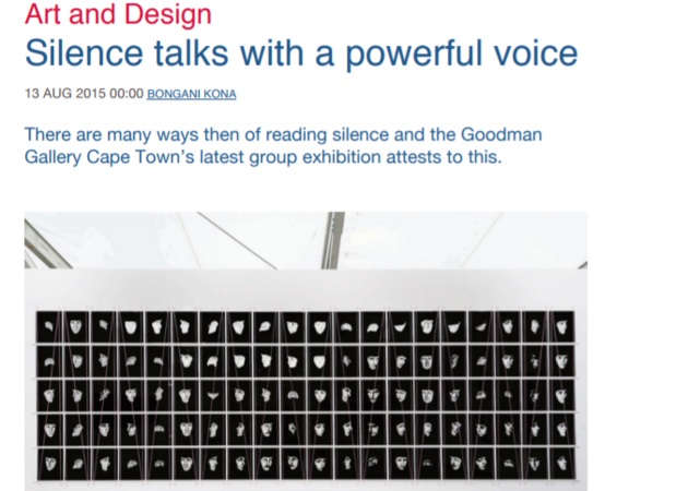 Silence talks with a powerful voice by Bongani Kona (Mail & Guardian), 13 August 2015 