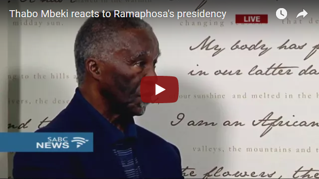 Thabo Mbeki reacts to Ramaphosa's presidency