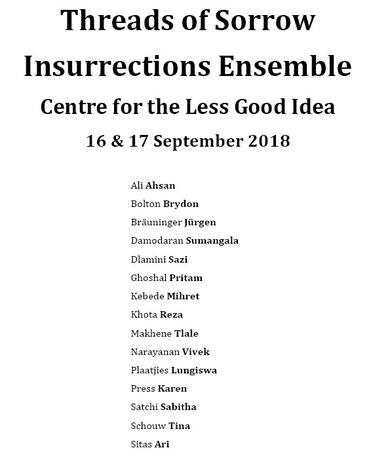 Threads of Sorrow - Insurrections Ensemble 2018 - Programme