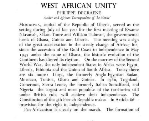 West African Unity by Philippe Decraene