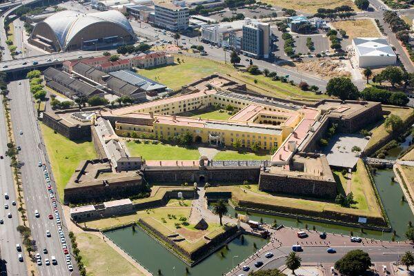 The four corner stones of the castle (Kasteel de Goede Hoop) at the Cape are laid
