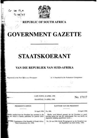 Mandela signs SA Constitution into law