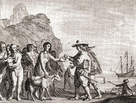 Native Khoikhoi tribespeople are alleged to have looted more than forty cattle from Cape Settlers 