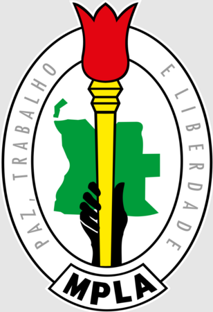the Communist MPLA (Popular Movement for the Liberation of Angola - Party of Labour) Flag Source Wiki Media