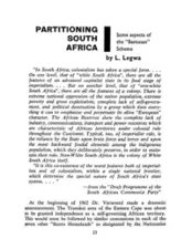 Partitioning South Africa: some aspects of the Bantustan scheme