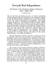 Towards real independence: the policies of the All-African Peoples`  Conference, Cairo, March 1961