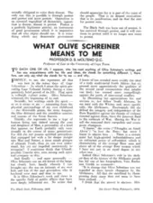 What Olive Schreiner means to me
