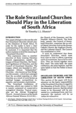 The role Swaziland churches should play in the liberation of South Africa
