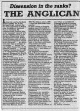 The Anglican Church - dissension in the ranks?
