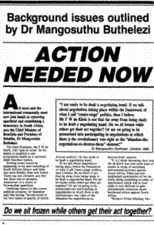 Background issues outlined by Dr Mangosuthu Buthelezi: action needed now