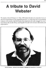 A tribute to David Webster