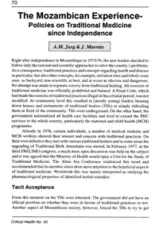 The Mozambican experience: policies on traditional medicine since independence
