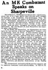 An MK combatant speaks on Sharpeville
