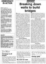 Editorial: Breaking down walls to build bridges