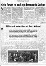 Different priorities at Port Alfred