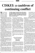 Ciskei: a cauldron of continuing conflict