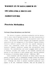 Women in wage-labour in Swaziland: a focus on agriculture