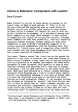 Unions in Botswana: comparisons with Lesotho