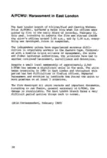 A/FCWU: harassment in East London
