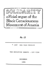 Solidarity: official organ of the Black Consciousness Movement of Azania, No13