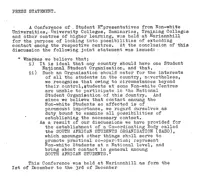 Press release issued following the Mariannhill Conference held on  1-3 December  1968.
