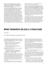 Brief Remarks on Zulu Literature