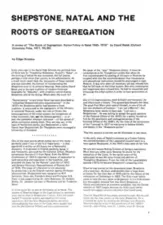 
Shepstone, Natal and the Roots of Segregation

