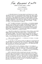 Address, Day of Affirmation, University of Cape Town, June 6th, 1966
