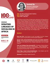 Webinar Programme: The SACP and Early Socialist Traditions.  Convenor: Natasha Erlank