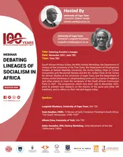 Webinar Programme: Debating Socialist Lineages. Convenors Shahid Vawda and Lungisile Ntsebeza
