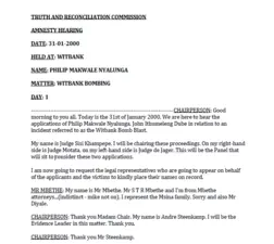  Truth and Reconciliation Commission Amnesty Hearing, Philip Makwale Nyalunga
