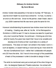 Obituary for Andrew Verster