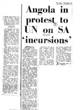 Angola in protest to UN on SA 'incursions' 1977 - 1980