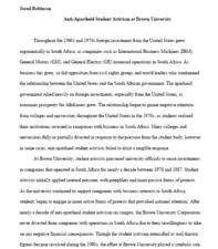 Anti-Apartheid Student Activism at Brown University