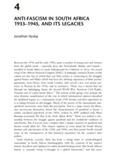 Anti-Fascism in South Africa 1933–1945, and its Legacies by Jonathan Hyslop