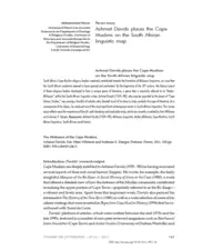 Achmat Davids places the Cape Muslims on the South African linguistic map by Muhammed Haron