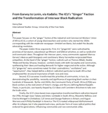 From Garvey to Lenin, via Kadalie: The ICU’s “Ginger” Faction and the Transformation of Interwar Black Radicalism by Henry Dee