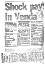 Homelands Venda Labour 1979 - 1994