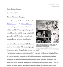 Biography of Florence Matomela by Maximiliano Rubio